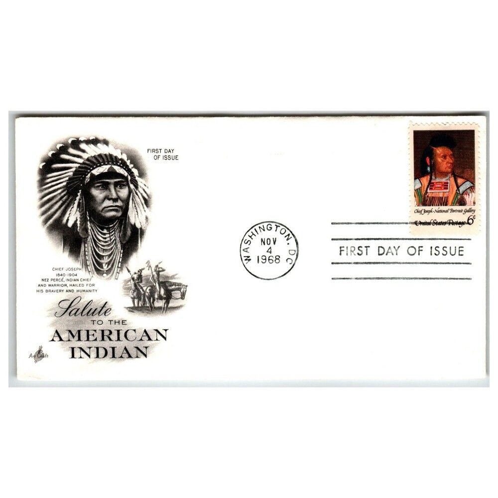 Scott #1360 1968 Chief Joseph First Day Cover FDC Artcraft Unaddressed